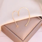 Earrings Fashion 18K Gold Color Unique Heart-Shaped Eometric Earrings Stainless Steel For Women Oreille