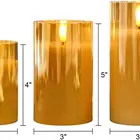 Candles Candle Wedding Decoration 3pcs/set Flameless Candles Battery Operated Real Wax Gold Glass Led Candle Set With Remote