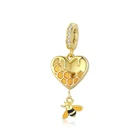 Silver Heart Gold Plated Jewelry Silver 925 Heart Shape Honeycomb And Bee Pendant Charms