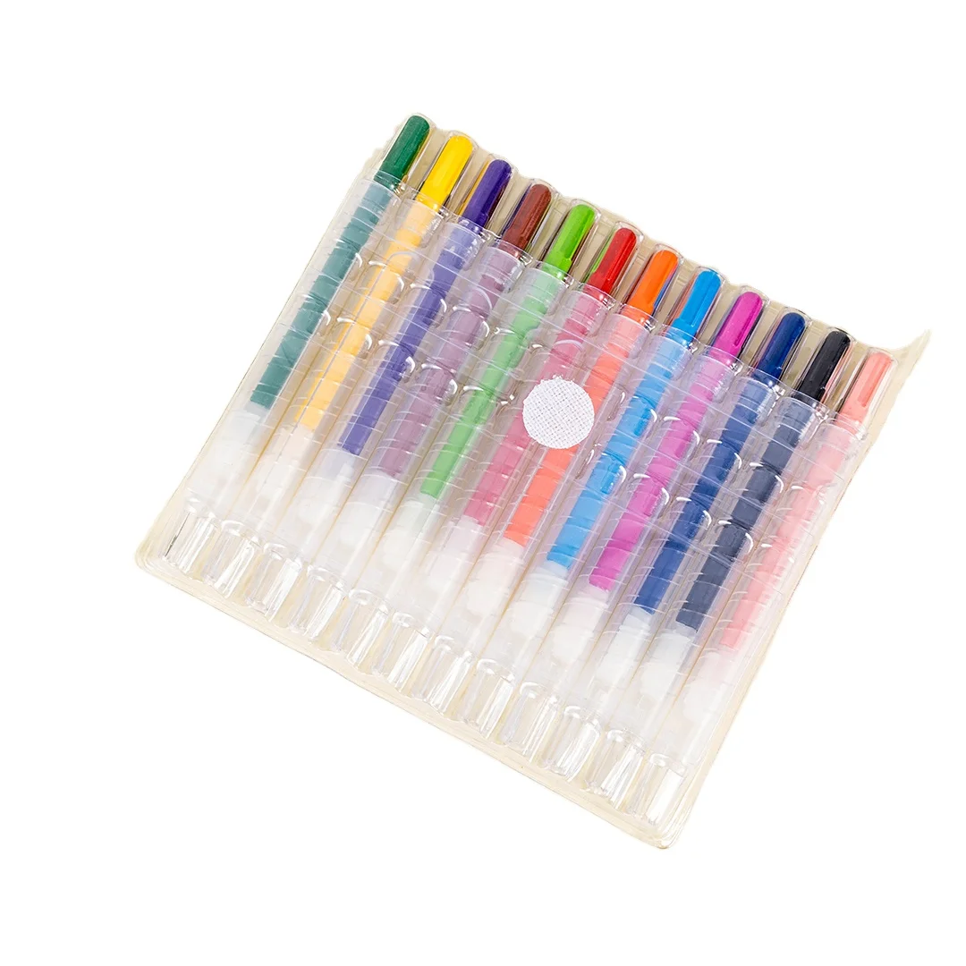 Smooth Plastic Box Crayon Set Non-Toxic Kids Coloring Rolling Crayons