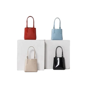Korean Simple Casual Small Tote Leather Bucket Custom Bag Logo Ladies Fashion Handbags