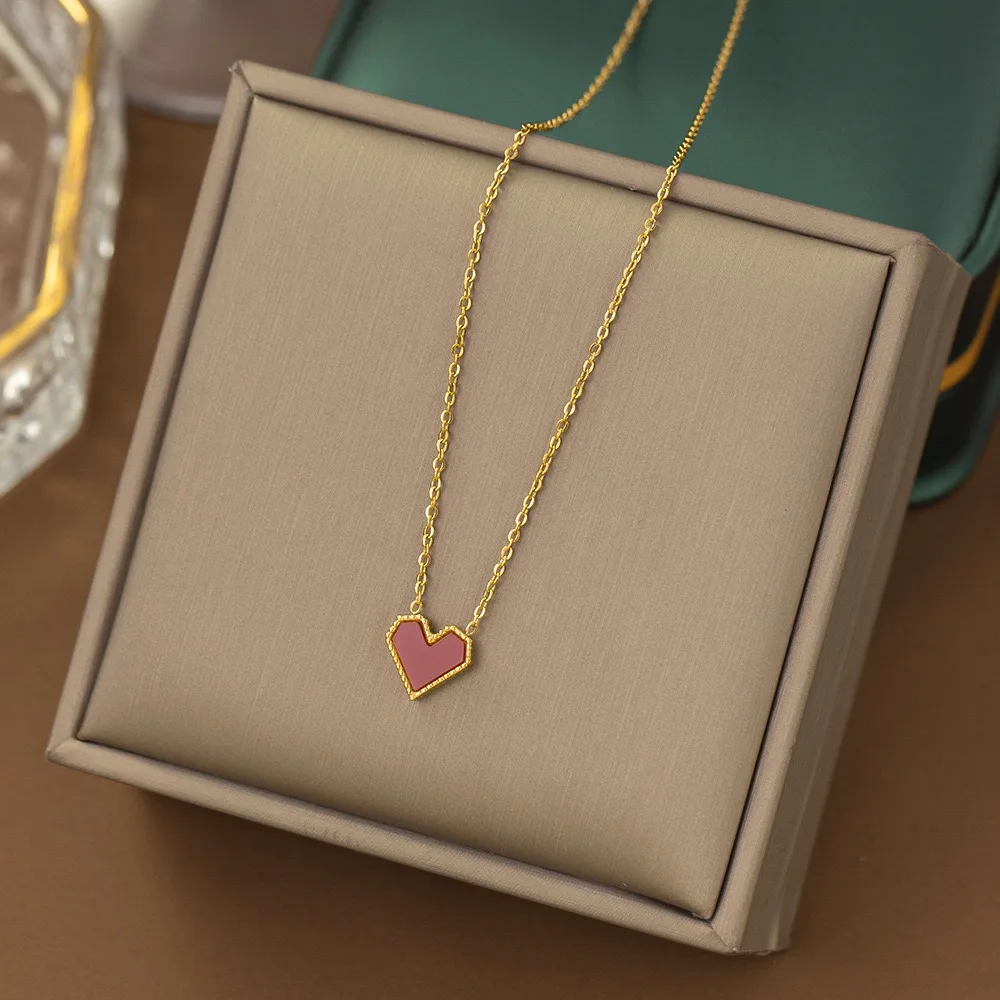 Fashion Chain 18K Gold Plated Butterfly love heart Pendant Jewelry Designs Stainless Steel Necklace wholesale