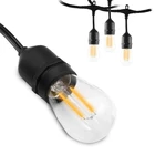 Led 48 Ft Outdoor LED String Lights Commercial Grade Weatherproof Strand Edison Vintage Bulbs 15 Hanging Sockets