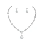 Zirconia Wedding New Arrival Halo Teardrop And Eye Shape Cubic Zirconia Necklace Earring Wedding Jewelry Set