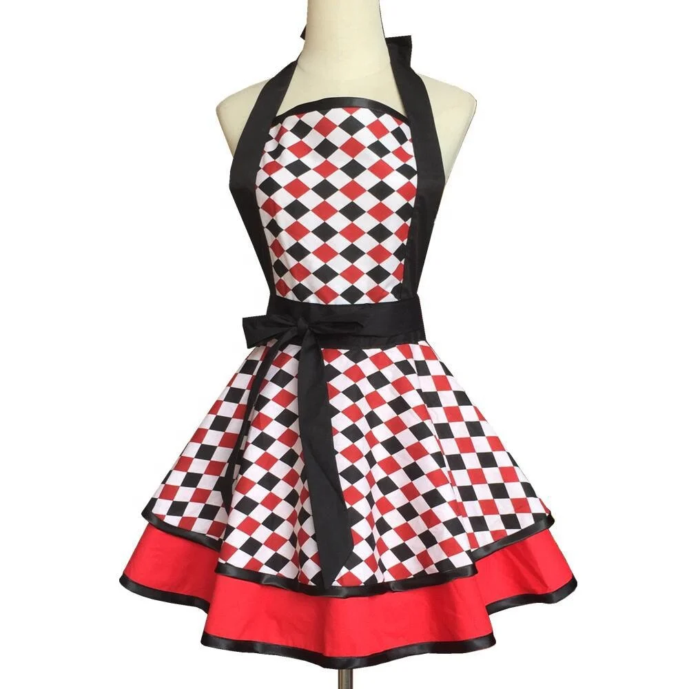 Flower and Stripe Dot Various Printing Custom Kitchen Apron For Kitchen Cleaning Cooking Women Aprons