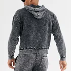 Pullover Hoodie Wholesale Custom Long Sleeve Pullover Oversized Men Cropped Acid Wash Hoodie