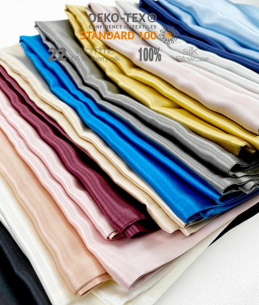 Wholesale customization 100% silk pillowcase with logo silk pillow case 25momme satin pillow case set