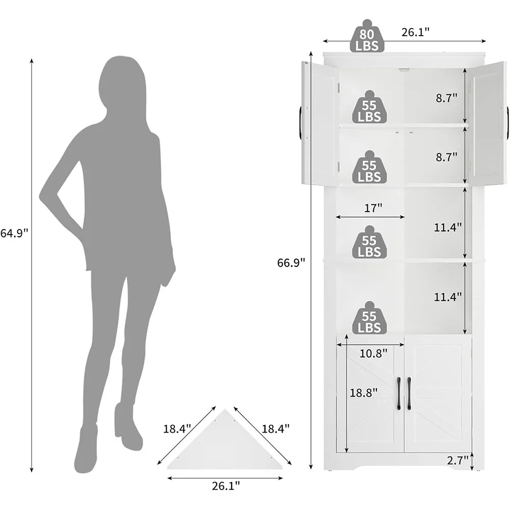 Modern Oak Wood Corner Cabinet 5 Shelves Bathroom Kitchen Living Room Space Saver Organizer factory