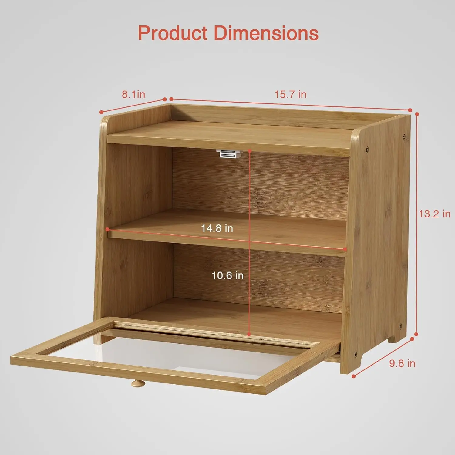 product bamboo bread box vintage wooden kitchen counter organizer storage cabinet for bread coffee spices snacks in bedroom bathroom-7