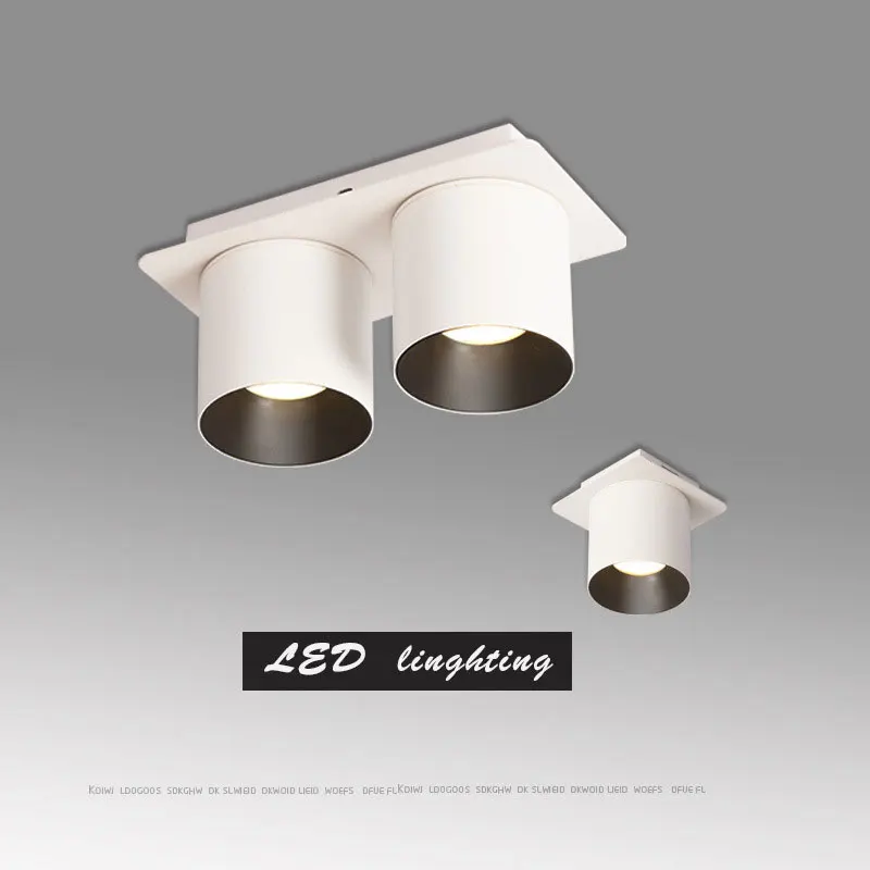 Surface mounted spotlight led ceiling light with hole double head single head aisle anti-glare spotlight without main light