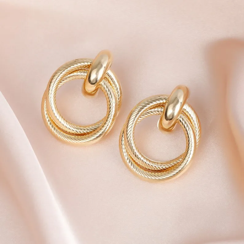 New Trendy Waterproof 18K Gold Plated Stainless Steel Jewelry Gift Vintage Elegant Medieval Earrings