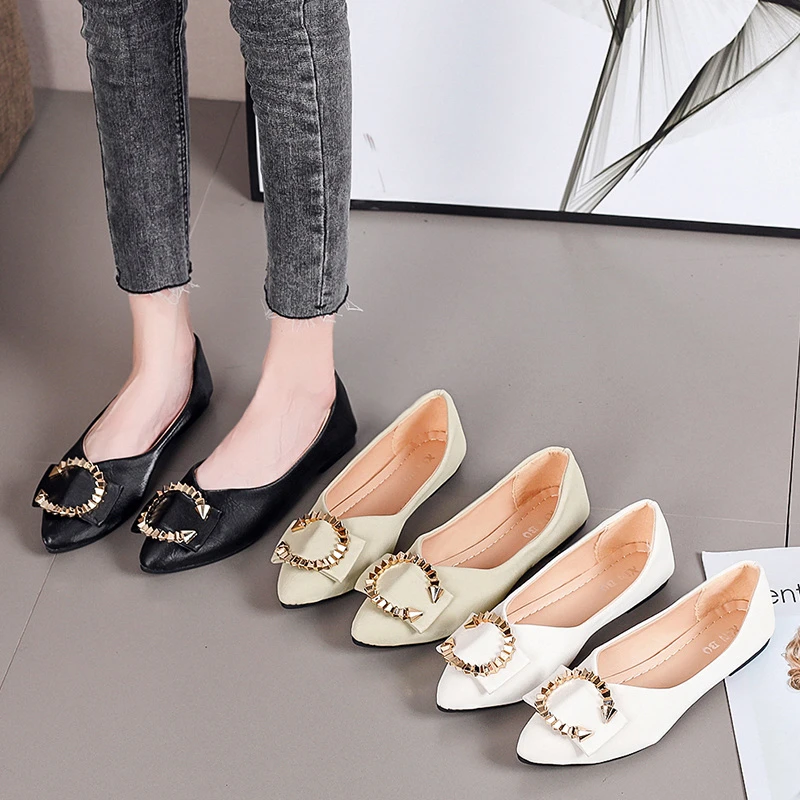 Spring Hot Sale Women's Flats Comfortable Loafers Ladies Pointed Single Shoes  Large Size Fashion Casual Shoe For Women Wholesale - Buy Large Size Fashion  Casual Shoe For Women Wholesale,Women's Flats Comfortable Loafers,Ladies