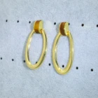 Earrings Tiger Eye Geometric Huggie Earrings Women 18 K Gold Big Hoop Indian Dangling Earrings