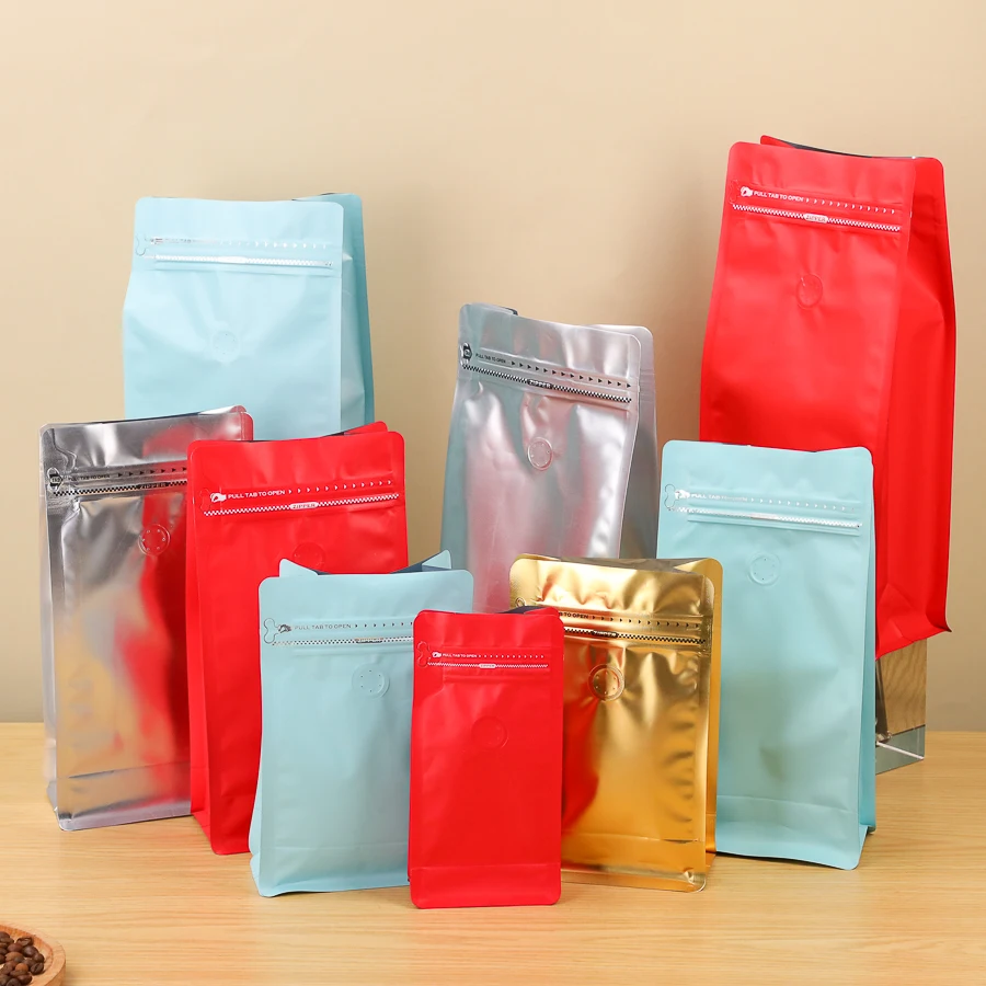 Custom Color Logo Size Square Recyclable Snack Food Candy Package Bag Plastic Bag Coffee Beans Nuts Stand Up Pouch Zipper Lock