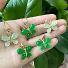 Jade Wholesale Factory Natural Agate Custom Gold Plated Green Jade Butterfly Necklace