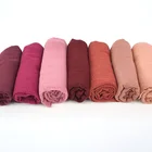 Cotton Scarf Hijab Cotton Scarf Wholesale Crinkle Lightweight Gauzy Solid Color Collection Woven Women Hijab Cotton Scarf
