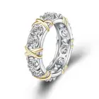 Silver Ring 925 Sterling Silver Ring Female Gold-plated X Fashion Full Diamond Non-fading Female Ring