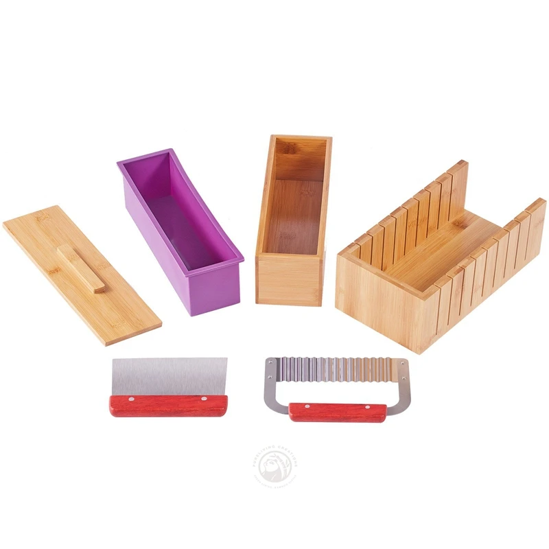 Soap Cutter Set, Eco-friendly Bamboo Soap Cutting Tool, Loaf Cutter Mold for Soap Making and Cutting Bread