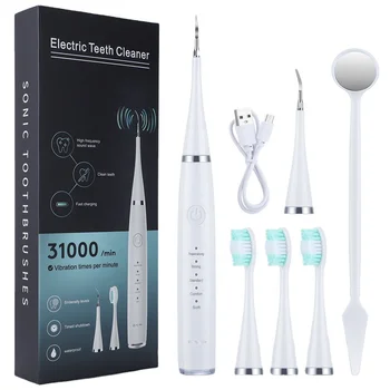 New black white Tartar Stain Teeth Plaque Black Calculus Remover Electric Ultrasonic Dental tooth Cleaner scaler kit