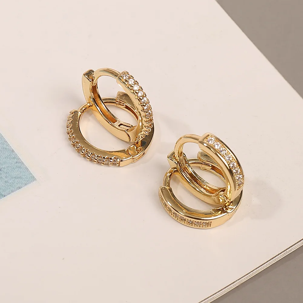 Minimalist jewelry new arrival copper fit micro insert zircon earrings simple women's accessories wholesale