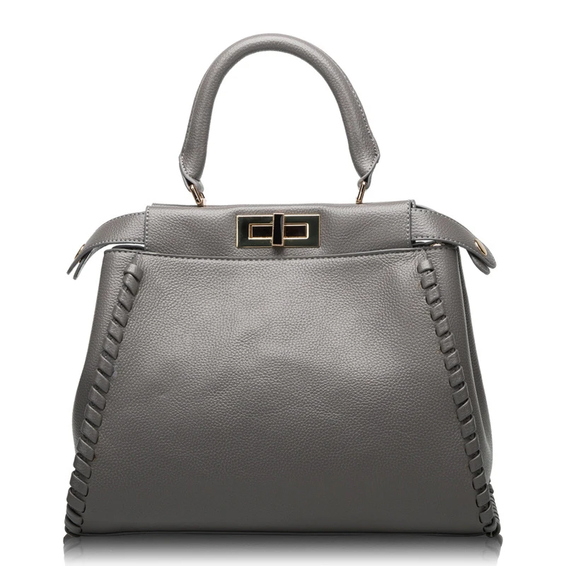 New Fashion Luxury Lock Buckle Handbag Genuine Leather Large Capacity Women's Daily Office Shoulder Bag Crossbody Bag