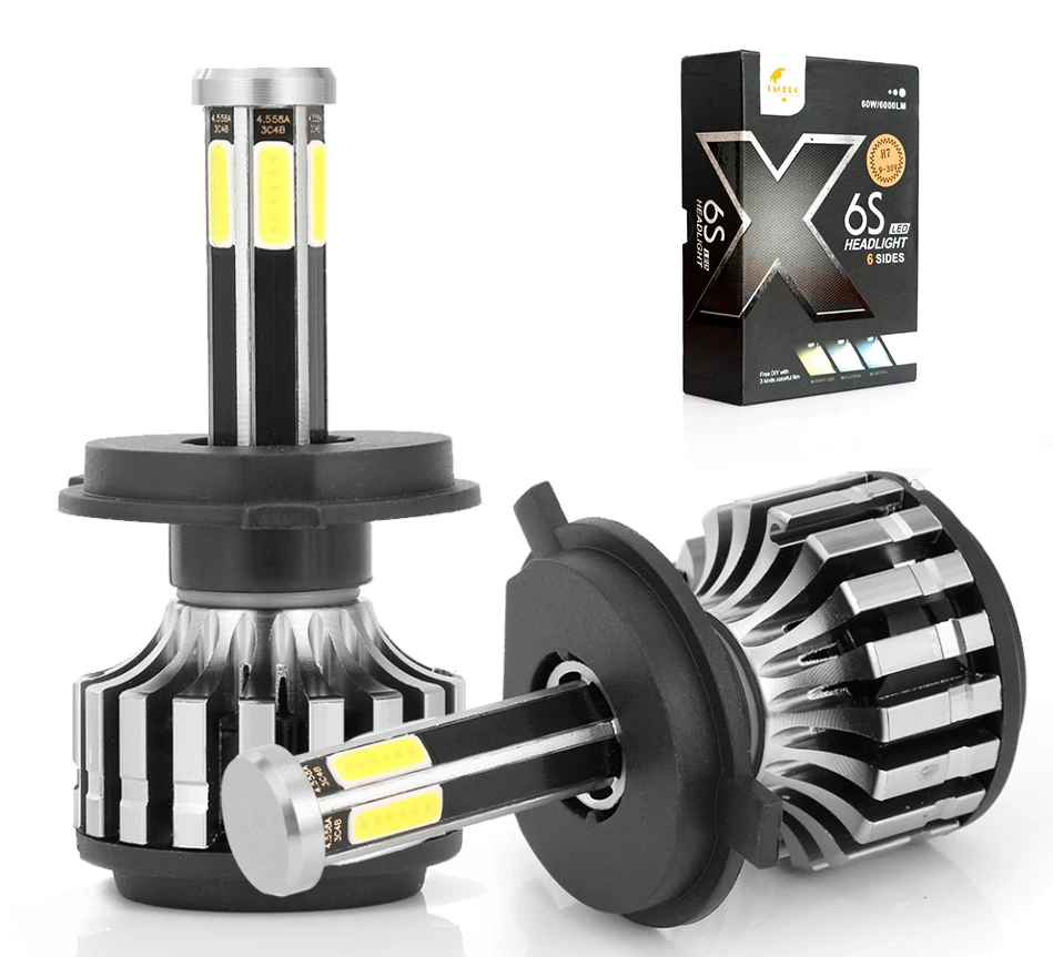 X6s 6 Side 3 Color H4 H7 Led Headlight Bulb - Buy X6s Led Headlight,3 Color Led Headlight,6 Side Led Headlight Product
