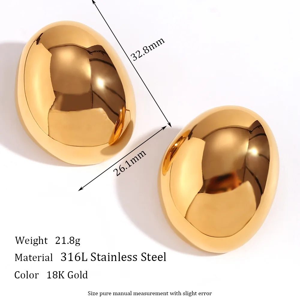 Hip Hop Stainless Steel Gold plated Beanie chunky c shape earrings for woman