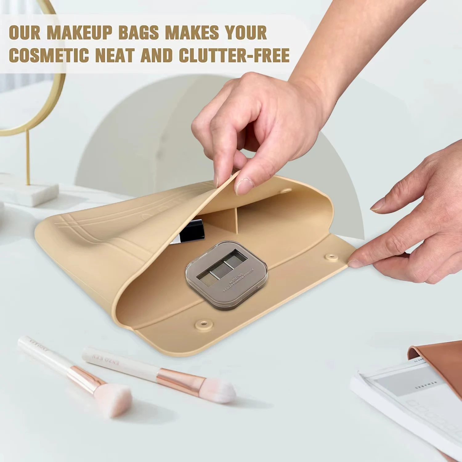 Cosmetic Silicone Makeup Bag Travel Toiletry Bag Easy Carry Makeup Beauty Tool Organizer Bag Large Capacity Waterproof Portable