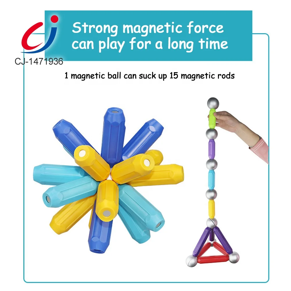 Toy assembly magnets tab blocks toys magnetic rod construction toys kids magnetic rods and ball set with light