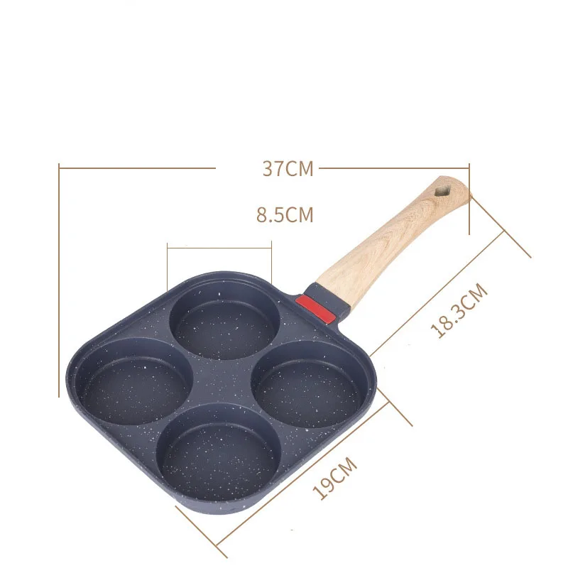 Egg frying pan 4 hole square with lid non-stick aluminum fry pan multiple fry pan