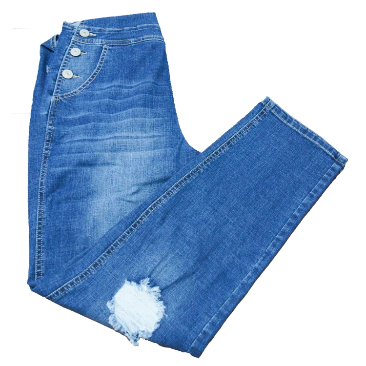 Factory Wholesale Women's Hot Selling High Waist Long Tight Breathable Denim Overalls-Skinny Straight Jeans with Solid Pattern factory