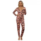 Adult Onesie New Style Printed Knit Pink Camouflage Bodysuit Adult Women Onesie Nightwear Girl Pajamas