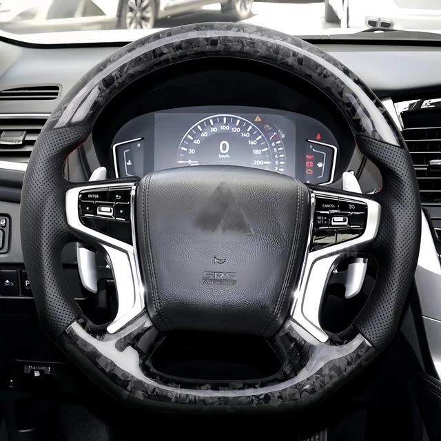 Original Factory Forge Crack Perforated Real Leather Car Steering Wheel for MIitsubishi Pajero