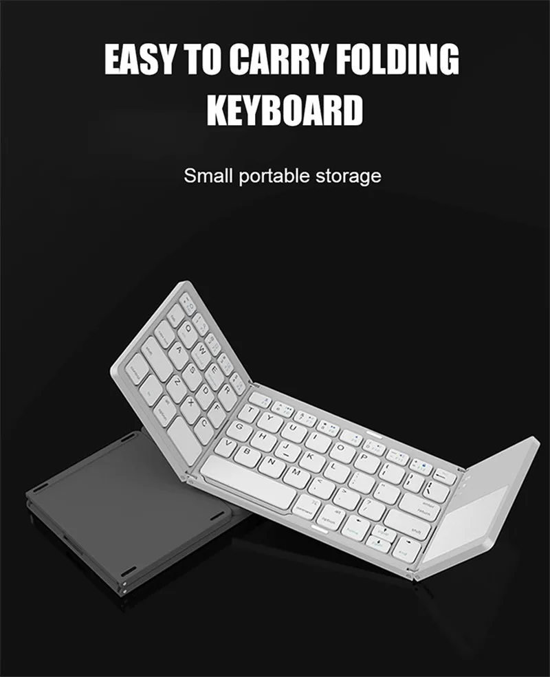 B033 Mini Foldable Keyboard With Touchpad Wireless Air Mouse For Windows Android Ios Phone