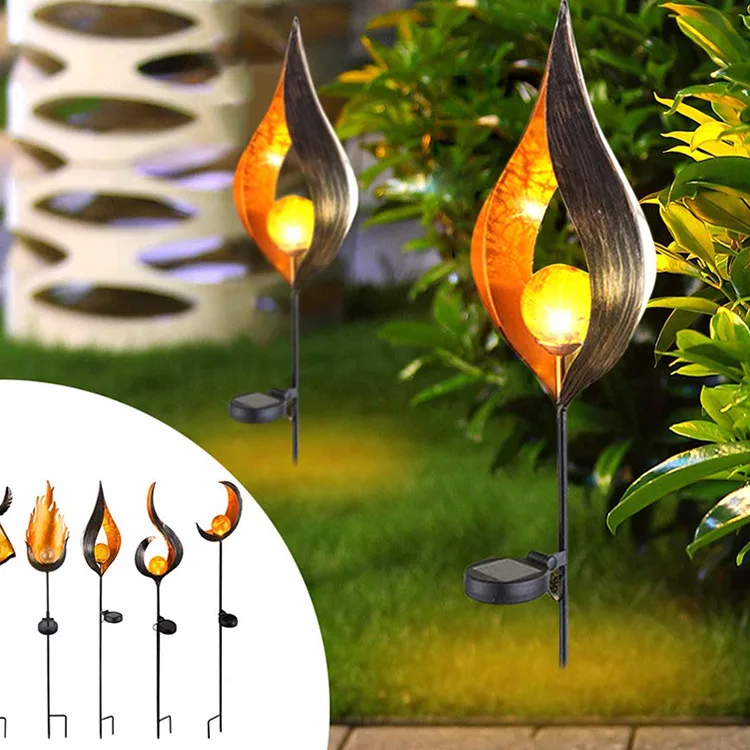Solar Powered Flame Effect Garden Lights
