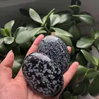 Snow Obsidian Obsidian Wholesale Snow Black Obsidian Palm Quartz Crystal Stones For Home Decoration