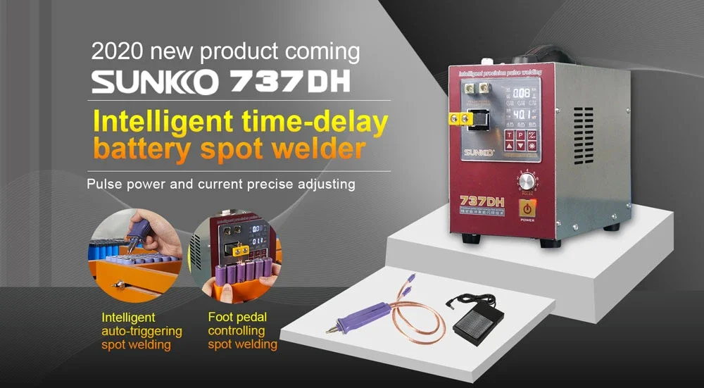 SUNKKO 737DH 4.3KW Spot Welding Machine Upgraded Induction Delay Battery Spot Welding Machine 18650 Lithium Battery High-power Small Touch Welder