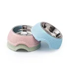 Bowl Hot Sale Colorful Non-Slip Plastic Stainless Steel Pet Feeder Dog Feeding Bowl