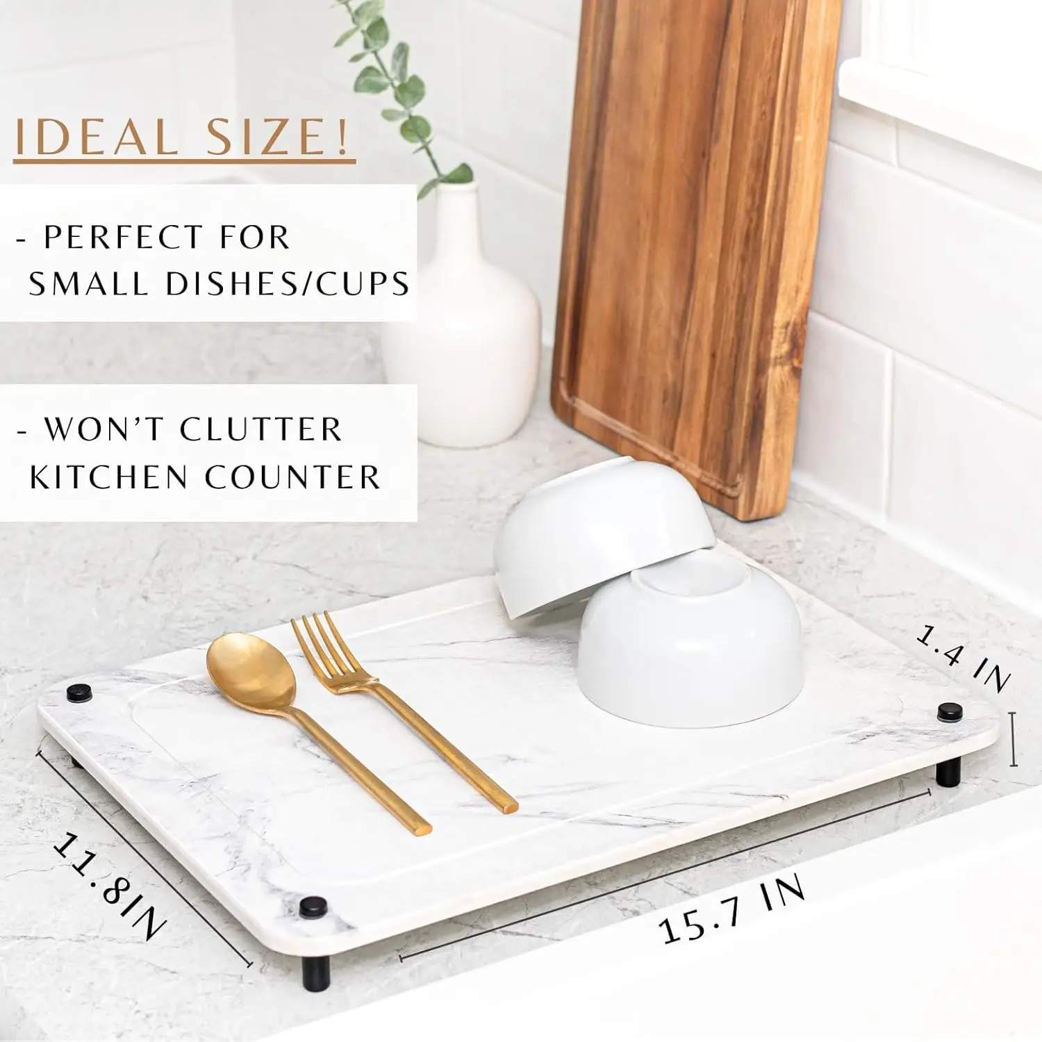 Quick Dry Diatomite Stone Sink Tray Stone Drying Mat for Kitchen Counter Storage Holders & Racks