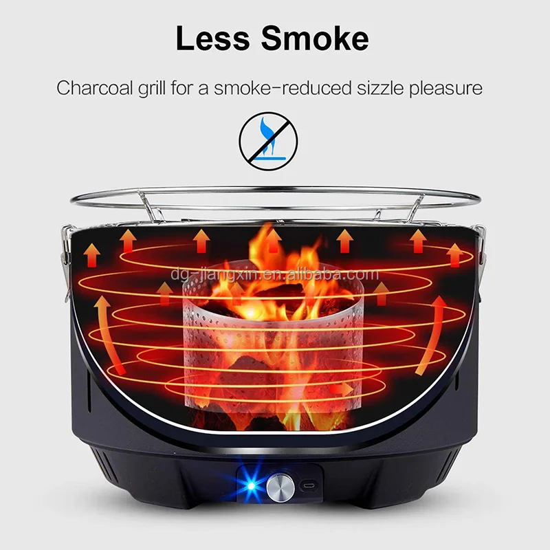 New Design Round Tabletop Charcoal Grill With Fan Lotus Style Bbq Buy