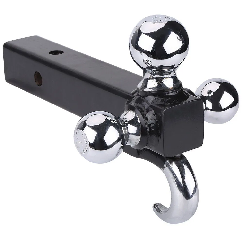 4 IN 1 STEEL TRAILER HITCH AND TRIPLE BALL MOUNT HOOK 1 7/8'',2'',2 5/16'' BALL 