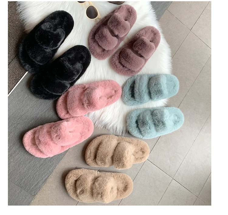faux fur slider slippers