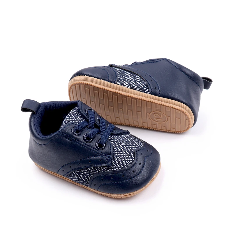 0-1 Year Old Baby Boys British Style Color Match Soft Soles Non-slip Casual Walking Shoes details