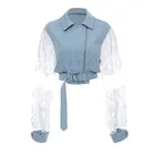 Jacket 2021 Women Newest Style Lady Jean Jacket Lace Spliced Long Sleeve Denim Jacket Denim Jacket