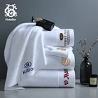 Beach Hotelier 5 Star Hotel Custom Logo Design Wholesale Luxury Absorbent White Egyptian Cotton Beach Towel White Set