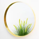 Wholesale Customized Multiple Sizes Circle Mirror Brushed Stainless Steel Golden Round Wall Hanging Decorative Mirror