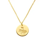 Round Necklace 2 Name Necklace ROXI S925 Sterling Silver Birthday Flower Round Astrolabe Necklace