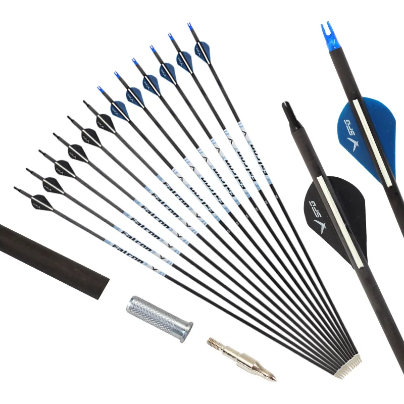 Archery Pure Carbon Arrows Spine 300 400 For Hunting Recurve Bow