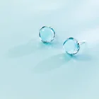Stud E2410 Christian Silver Jewelry 925 Sterling Silver Glass Asymmetric Fishtail Drill Stud