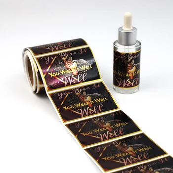 Custom Printed cosmetic Logo Sticker waterproof Self Adhesive Vinyl Roll bottle packaging Label custom stickers